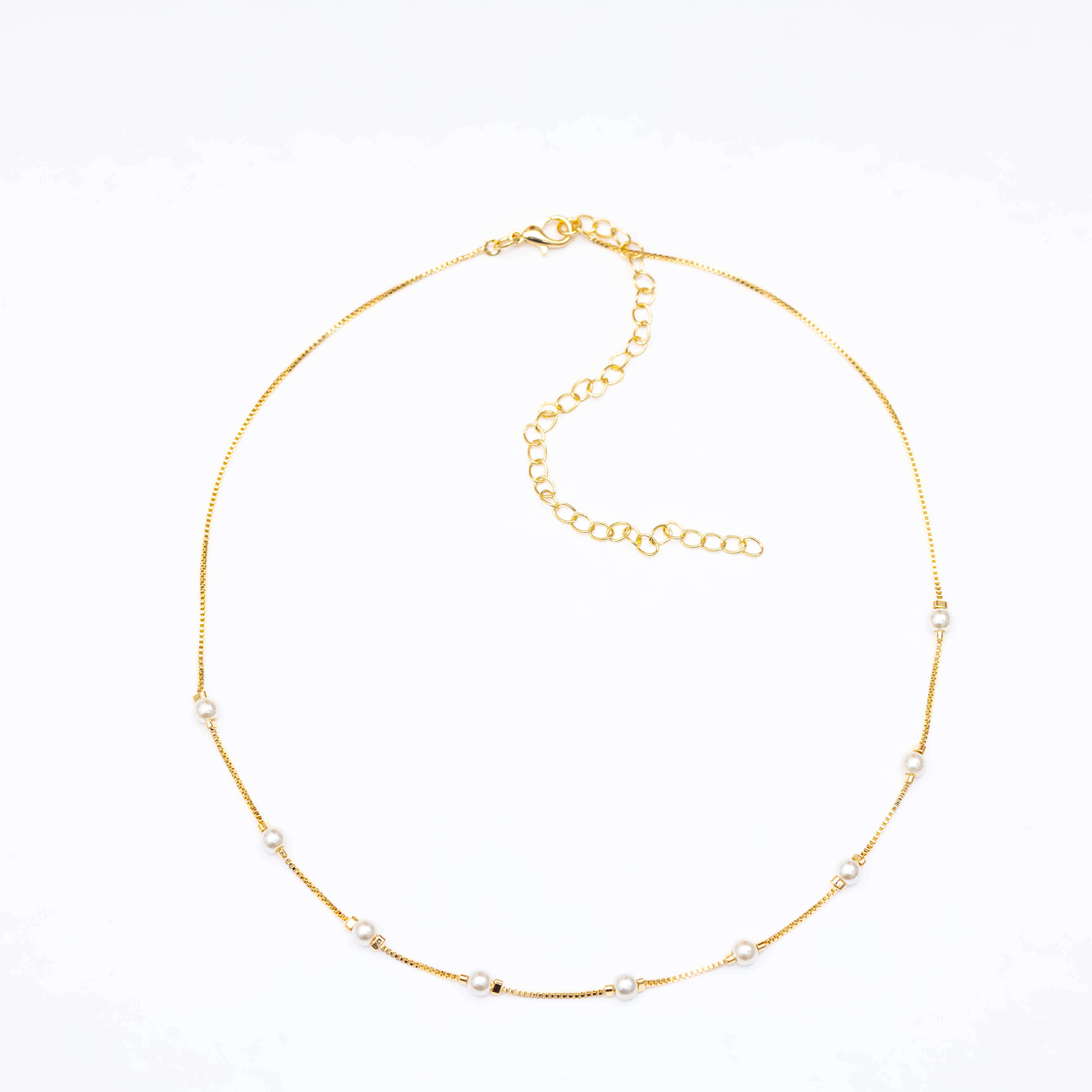 14031 Gold Box Chain with Pearls 16"